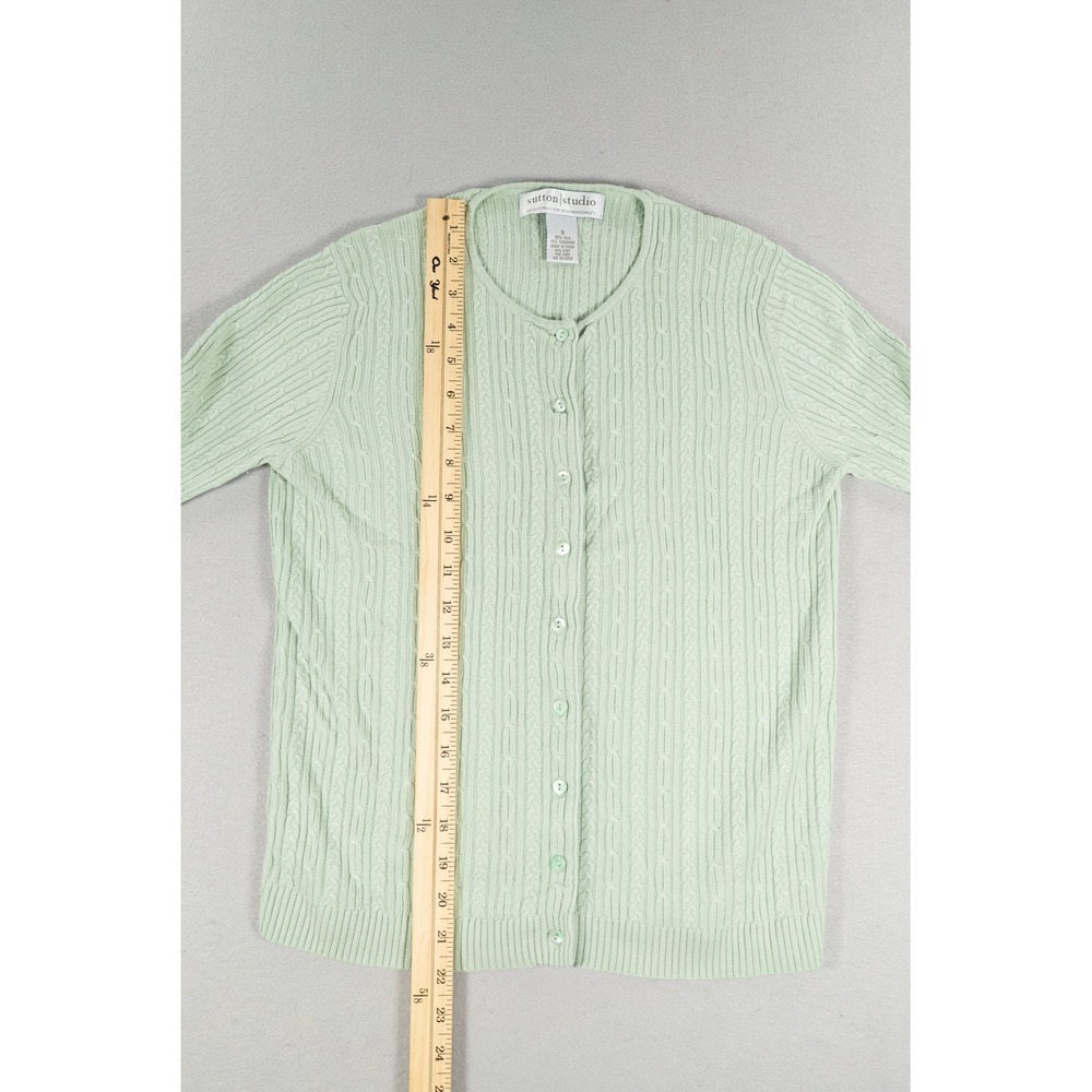 Sutton Studio Bloomingdale's Silk Cashmere Cardigan Mint Green Cable Knit WomenS image 4